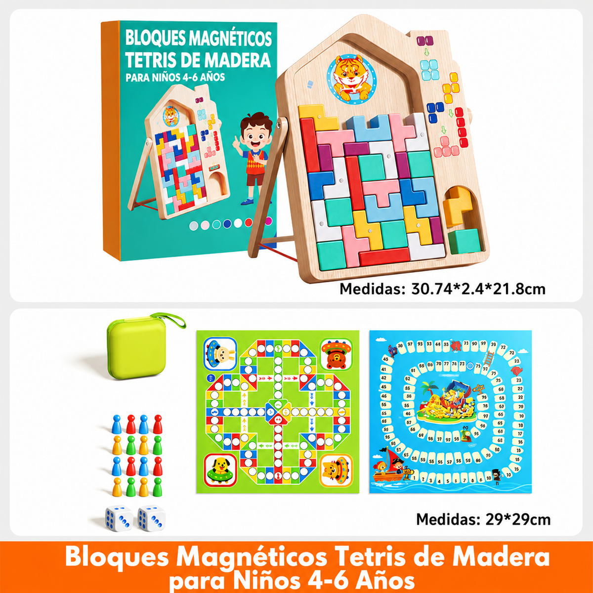 Bloques Magnéticos Tetris de Madera para Niños 4-6 Años - 6