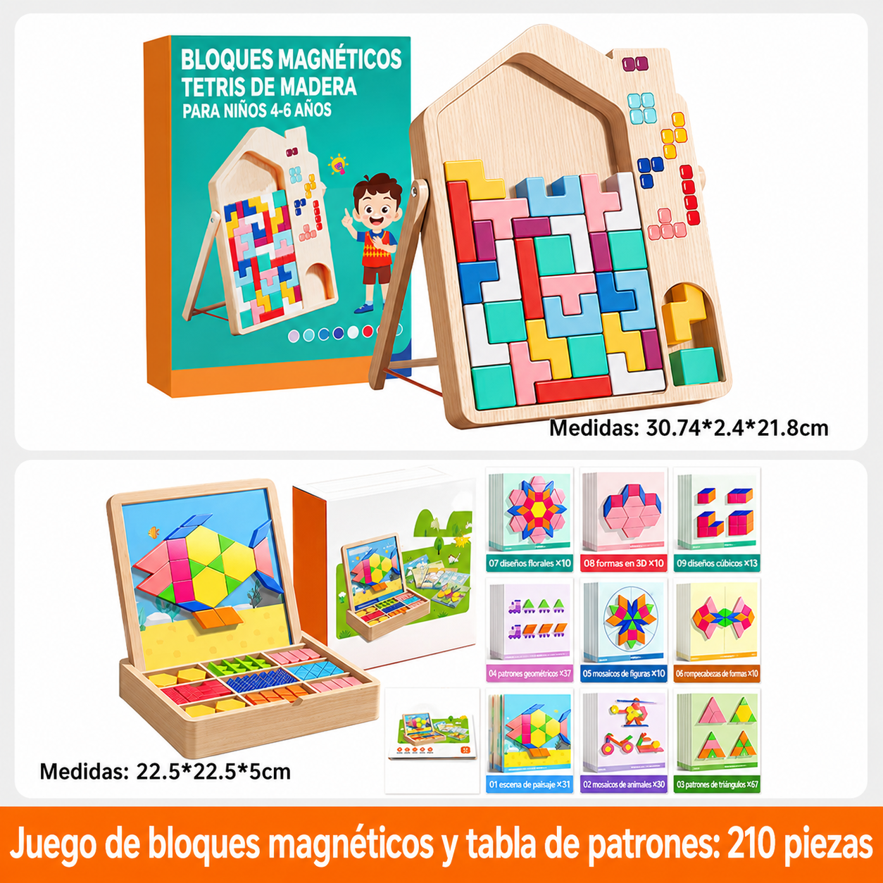 Bloques Magnéticos Tetris de Madera para Niños 4-6 Años - 8