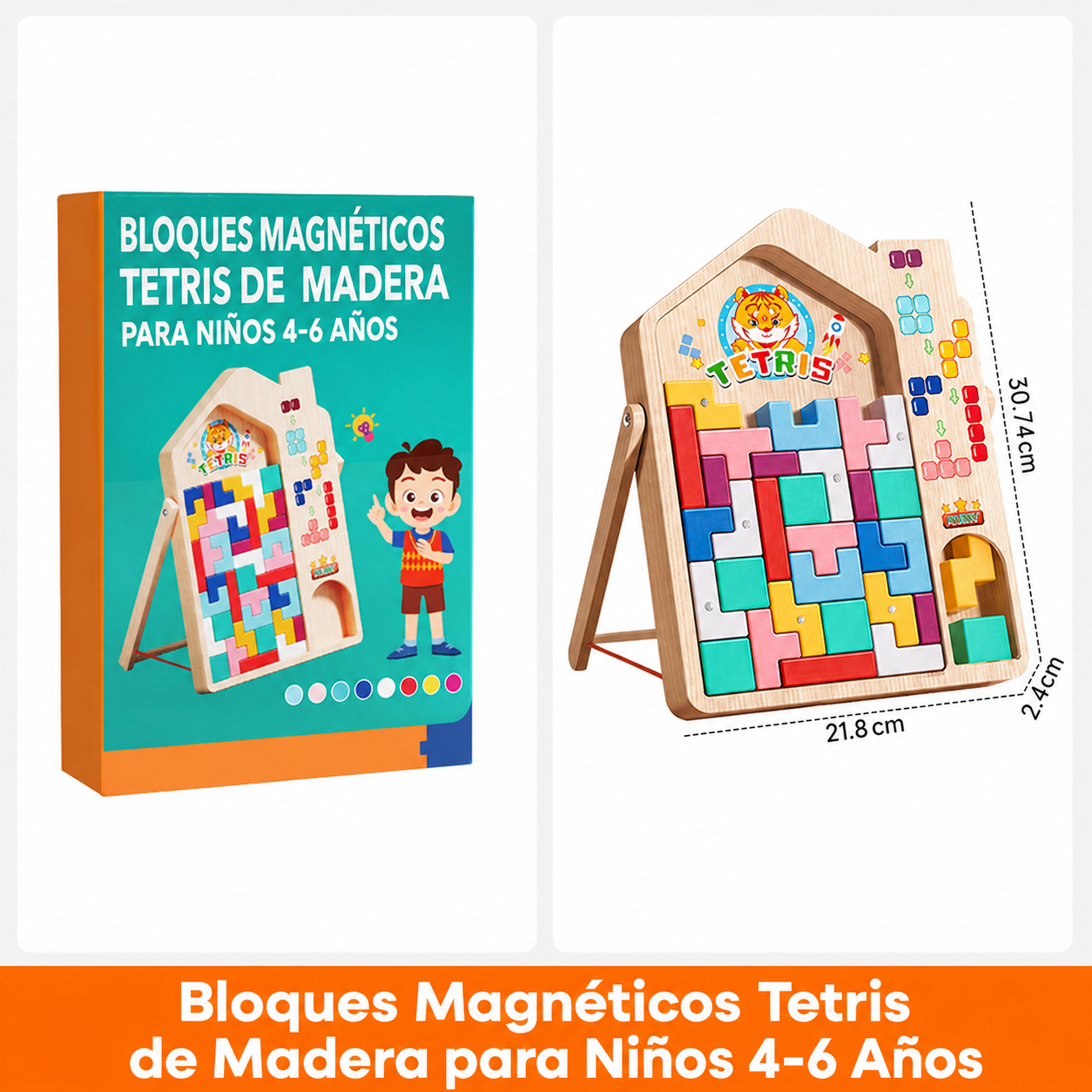 Bloques Magnéticos Tetris de Madera para Niños 4-6 Años
