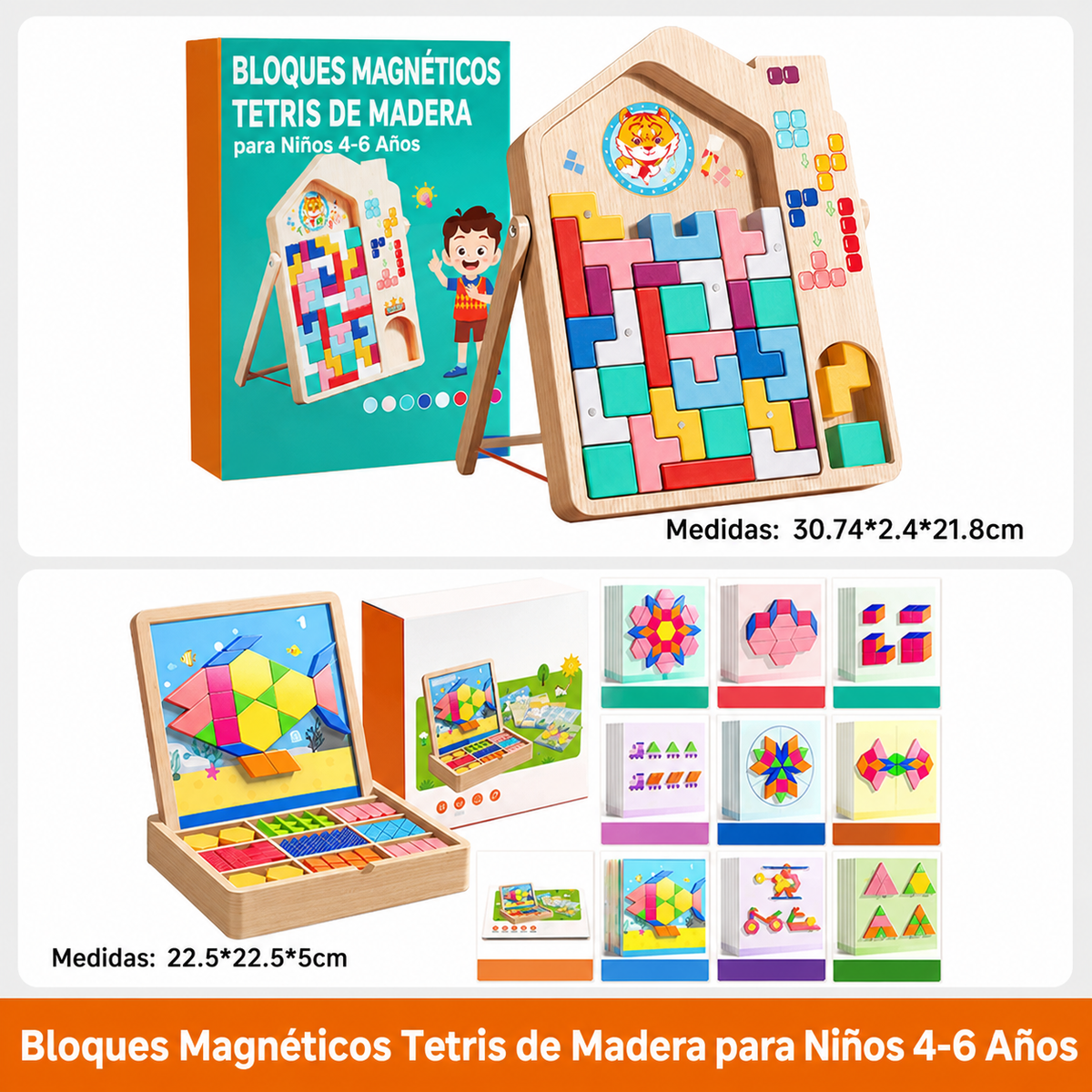 Bloques Magnéticos Tetris de Madera para Niños 4-6 Años
