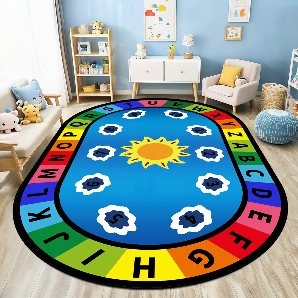 Tapete Infantil Oval para Sala y Cuarto de Juegos - 1