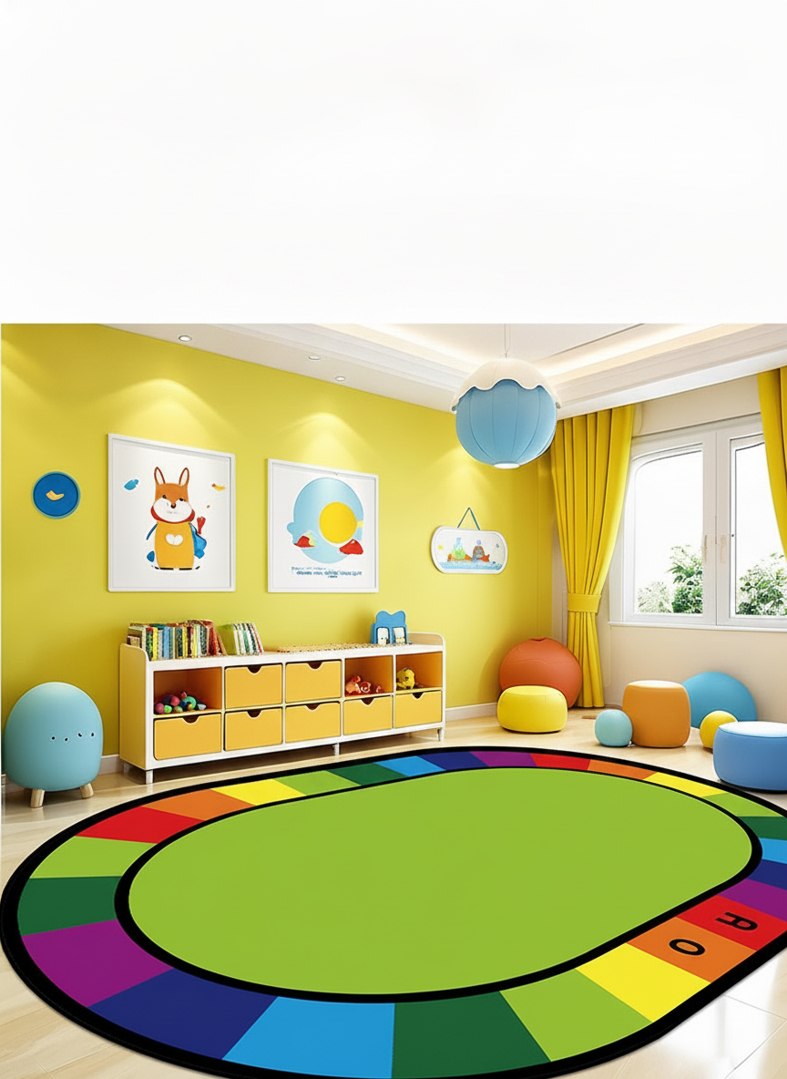 Tapete Infantil Oval para Sala y Cuarto de Juegos - 11