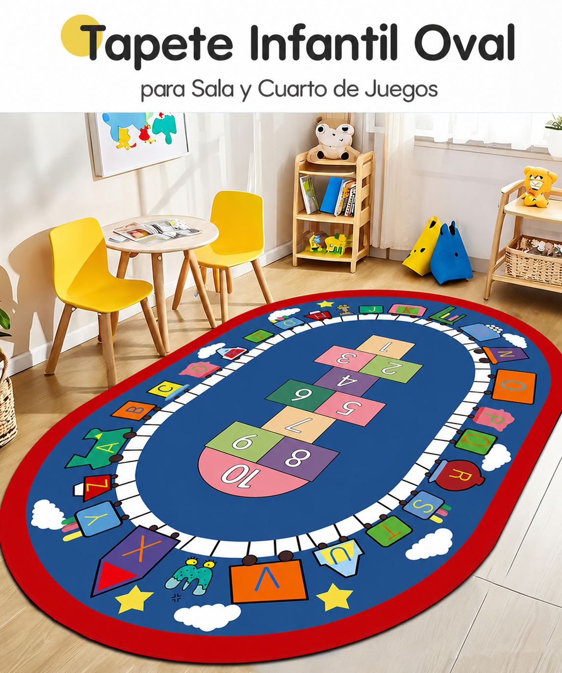 Tapete Infantil Oval para Sala y Cuarto de Juegos - 14