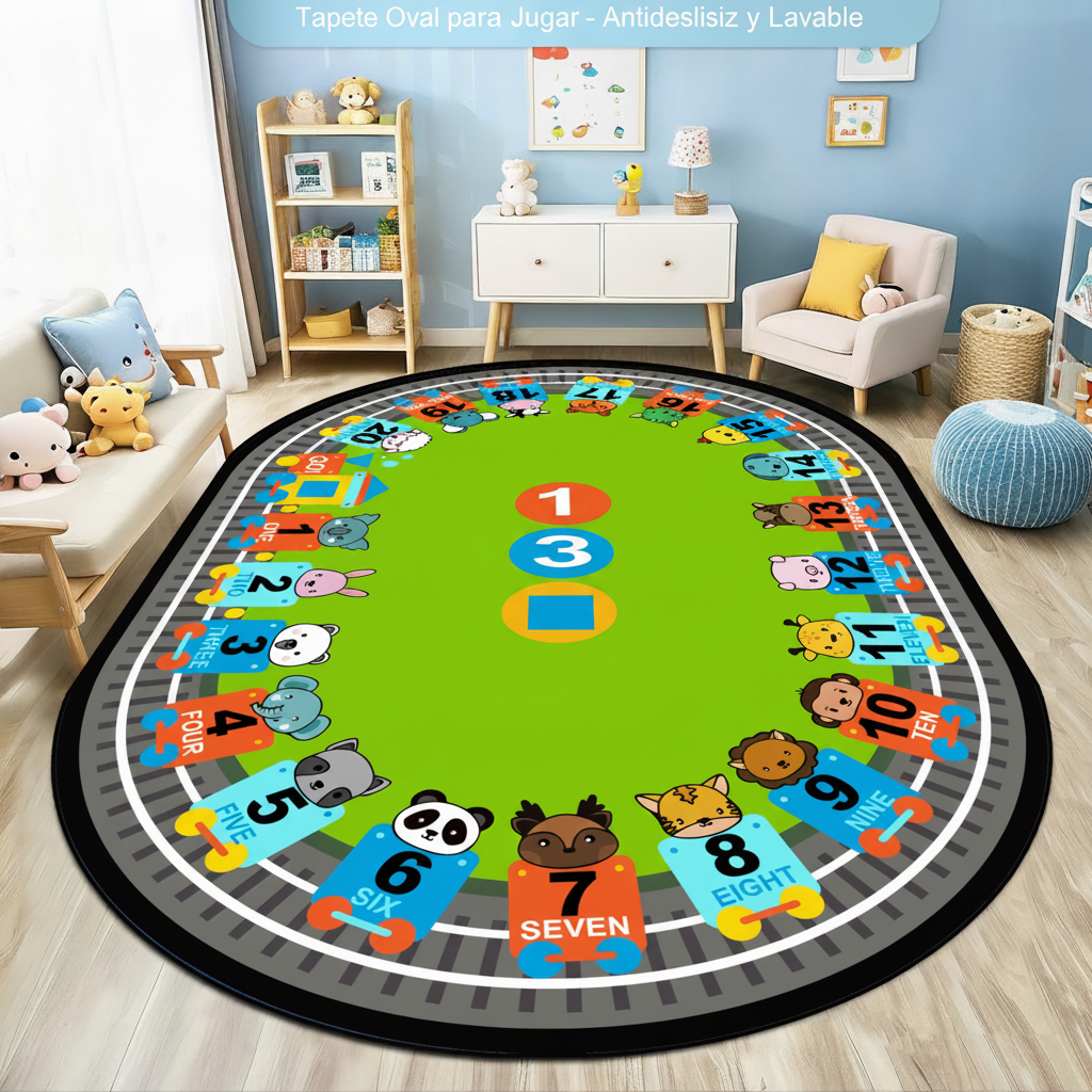 Tapete Infantil Oval para Sala y Cuarto de Juegos - 3
