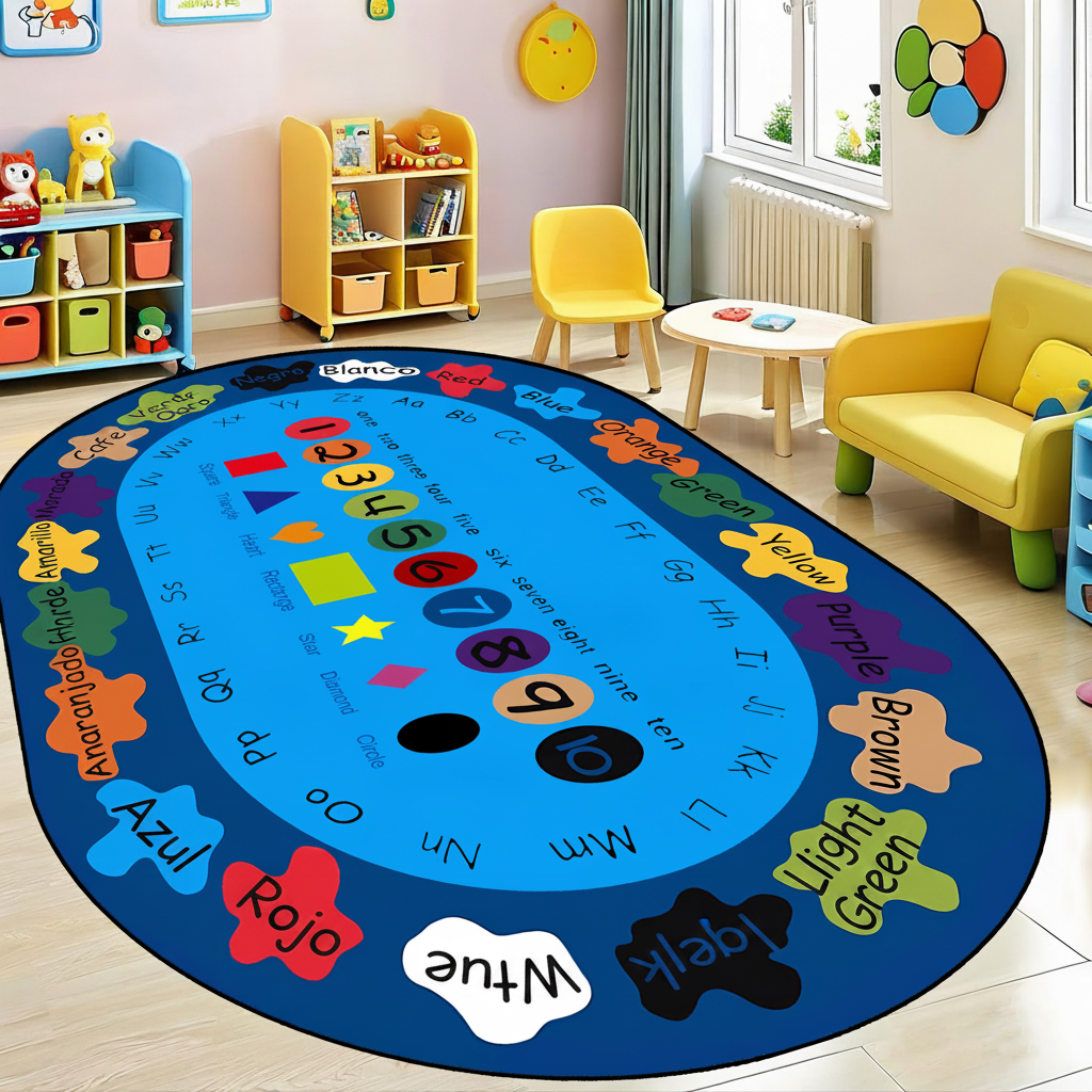 Tapete Infantil Oval para Sala y Cuarto de Juegos - 4