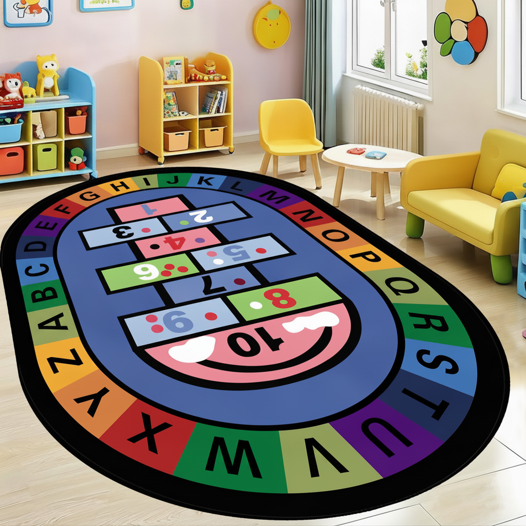 Tapete Infantil Oval para Sala y Cuarto de Juegos - 6