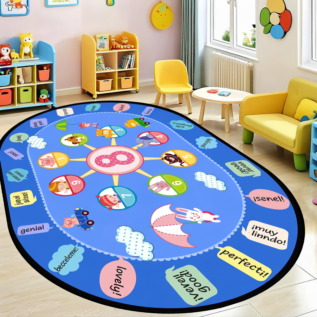 Tapete Infantil Oval para Sala y Cuarto de Juegos - 7