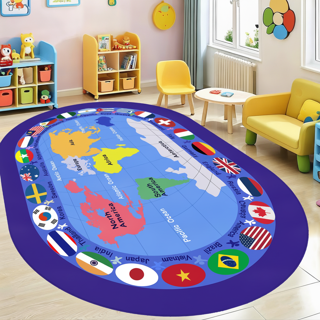 Tapete Infantil Oval para Sala y Cuarto de Juegos - 9
