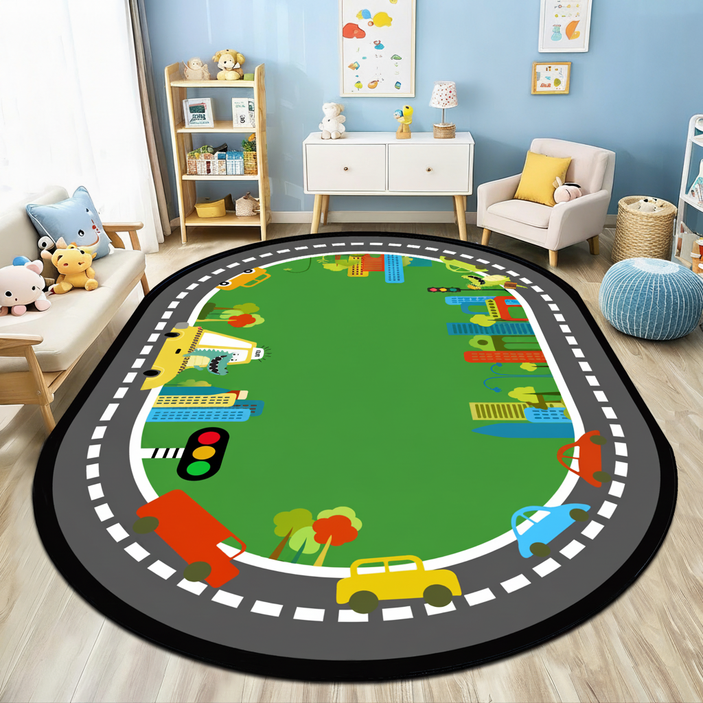 Tapete Infantil Oval para Sala y Cuarto de Juegos - 10