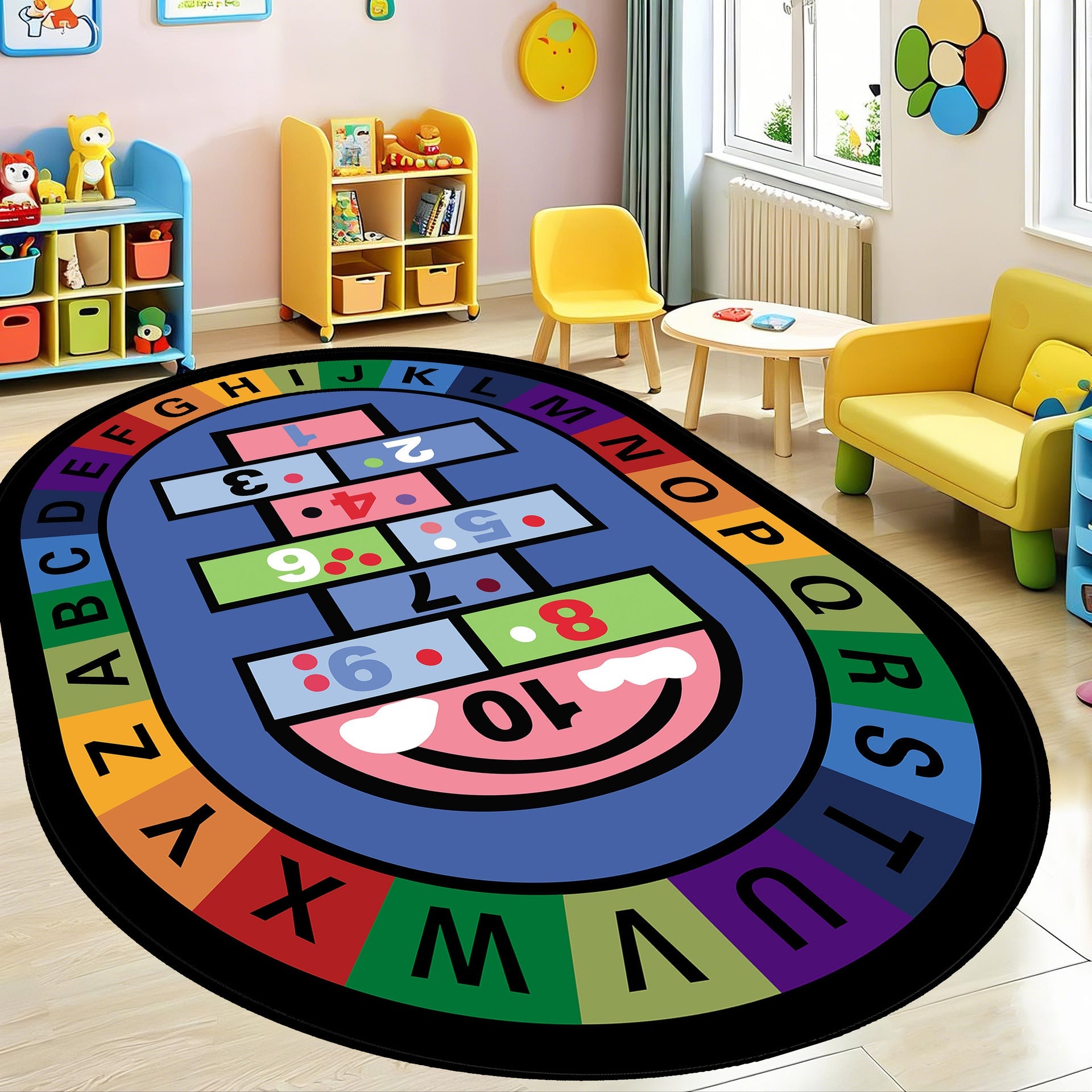 Tapete Infantil Oval para Sala y Cuarto de Juegos