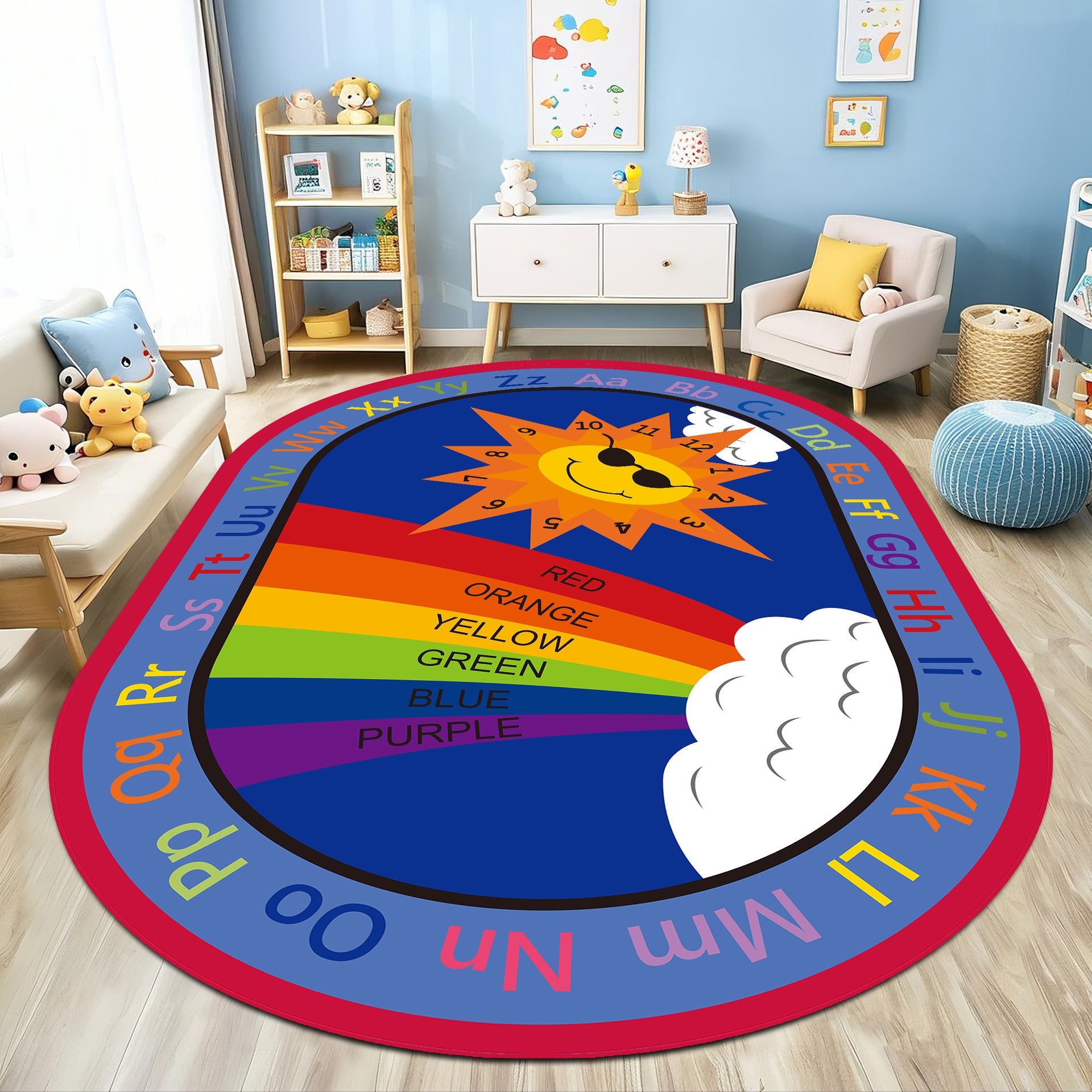 Tapete Infantil Oval para Sala y Cuarto de Juegos