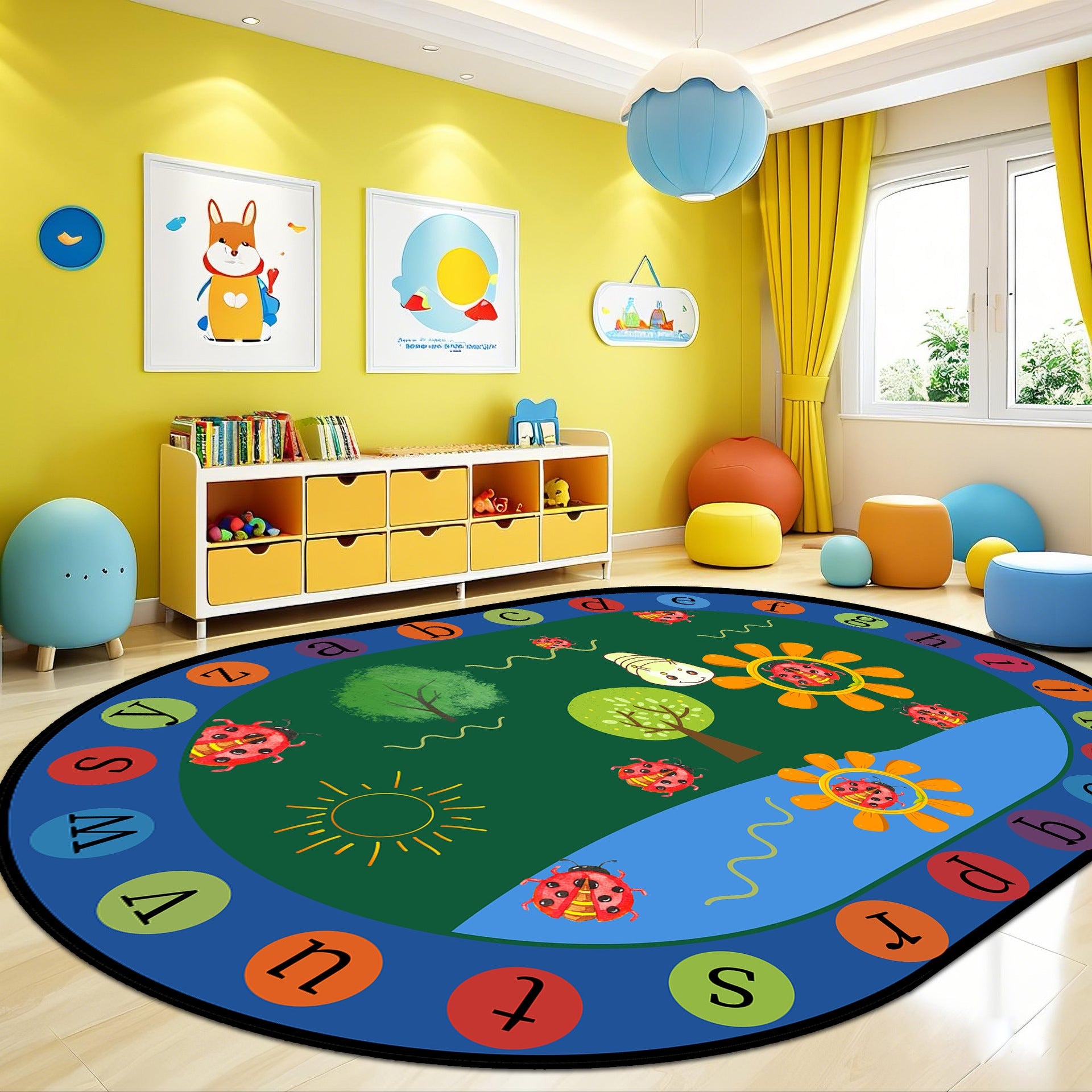Tapete Infantil Oval para Sala y Cuarto de Juegos