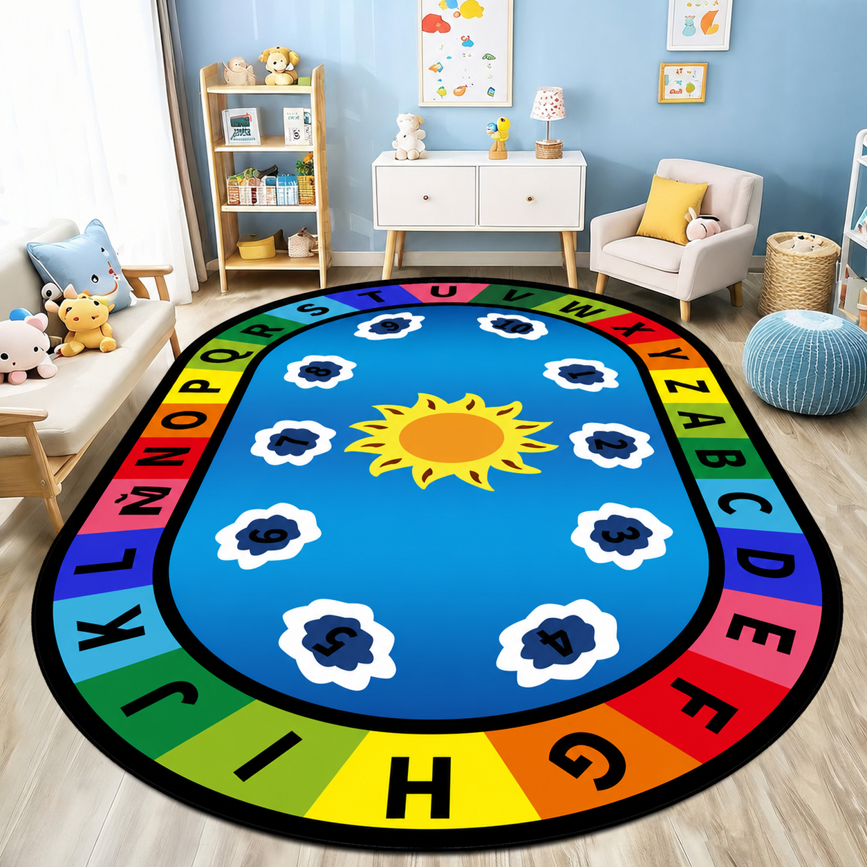 Tapete Infantil Oval para Sala y Cuarto de Juegos