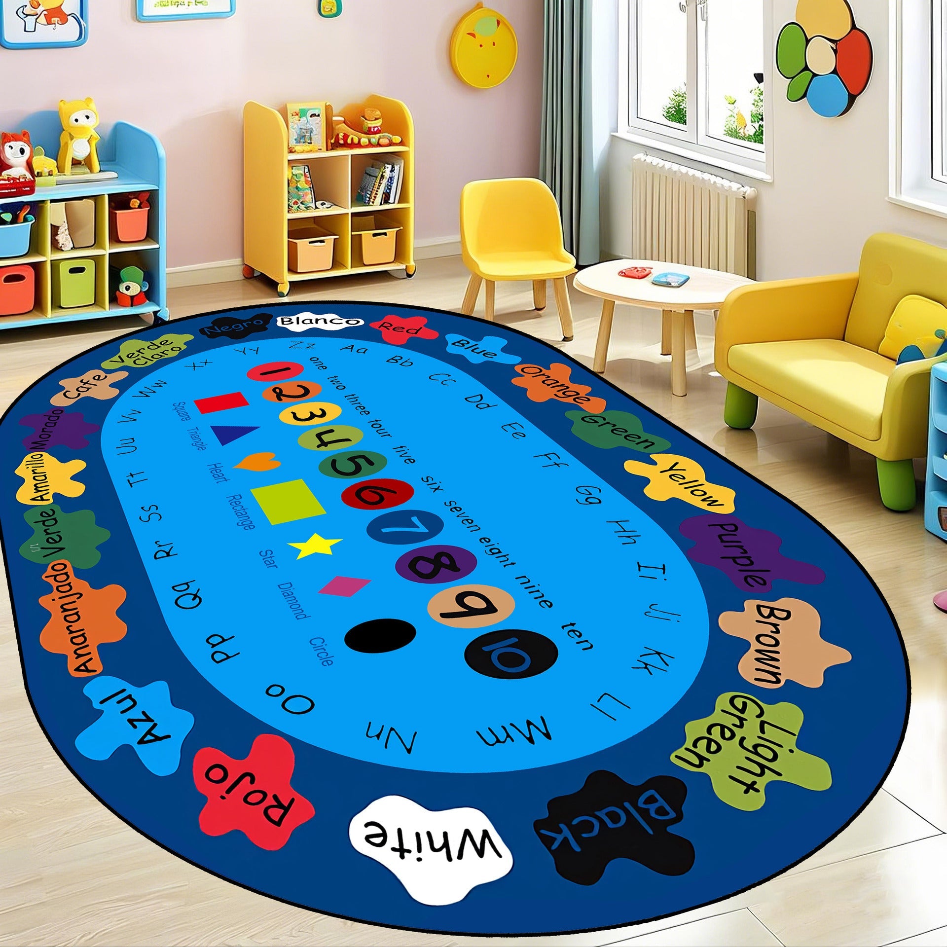 Tapete Infantil Oval para Sala y Cuarto de Juegos
