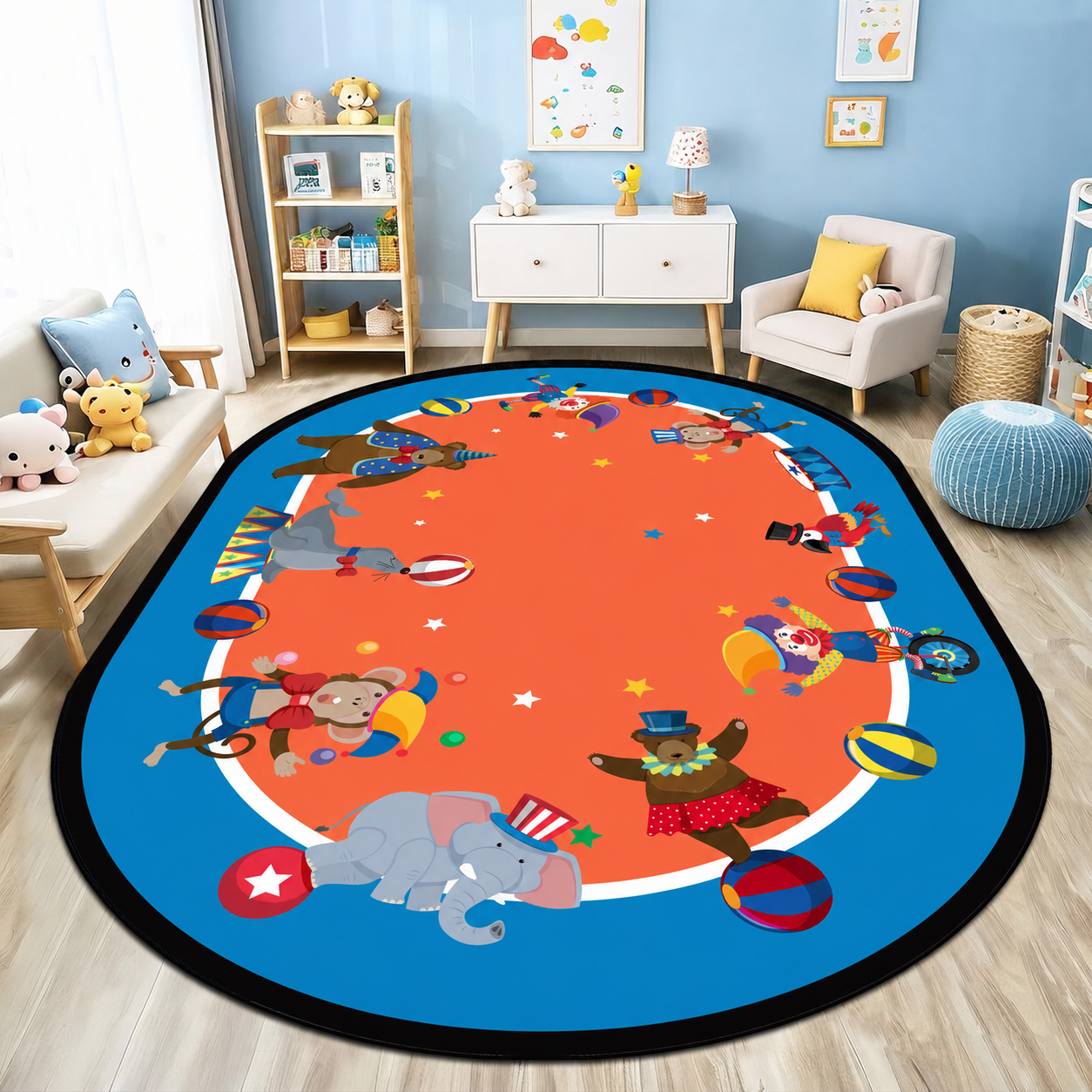 Tapete Infantil Oval para Sala y Cuarto de Juegos