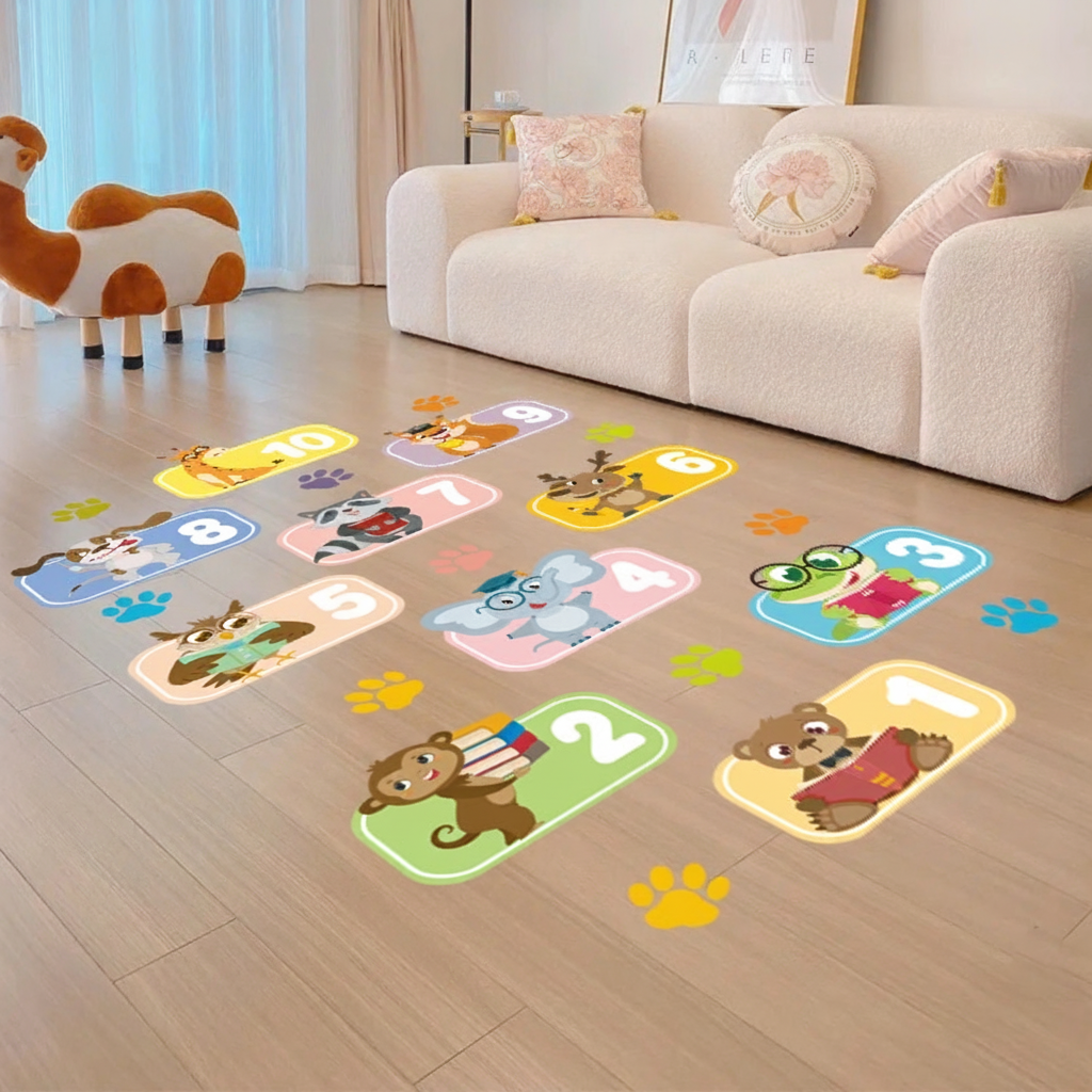 Tapete de piso infantil animales y números autoadherible - 2