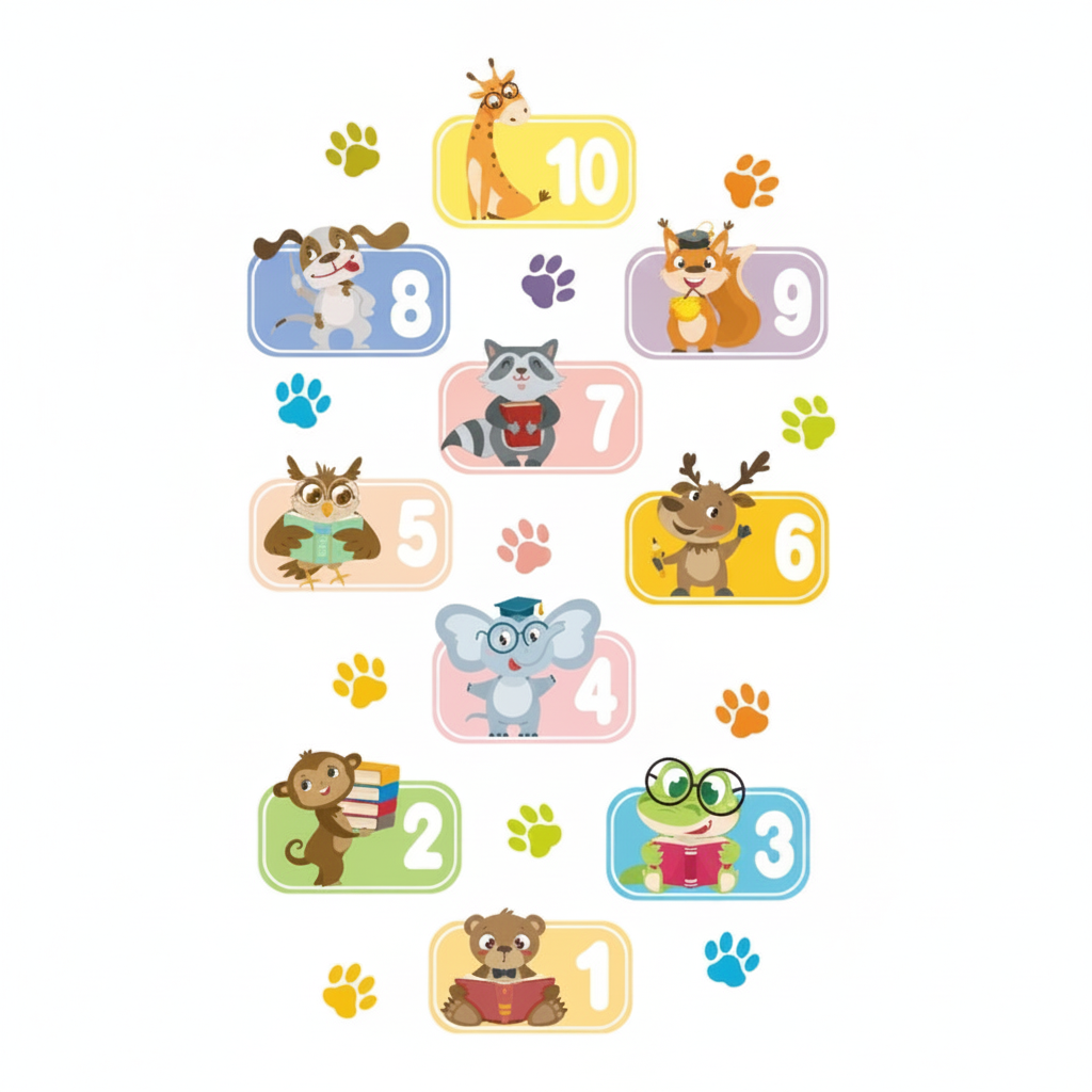 Tapete de piso infantil animales y números autoadherible - 5