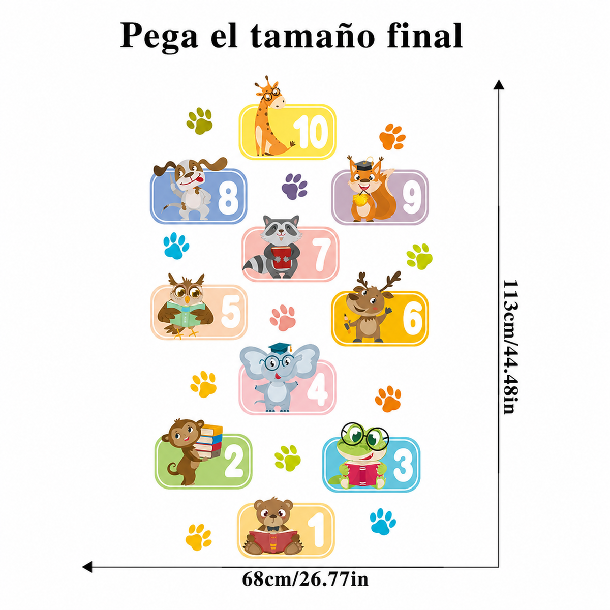 Tapete de piso infantil animales y números autoadherible - 7