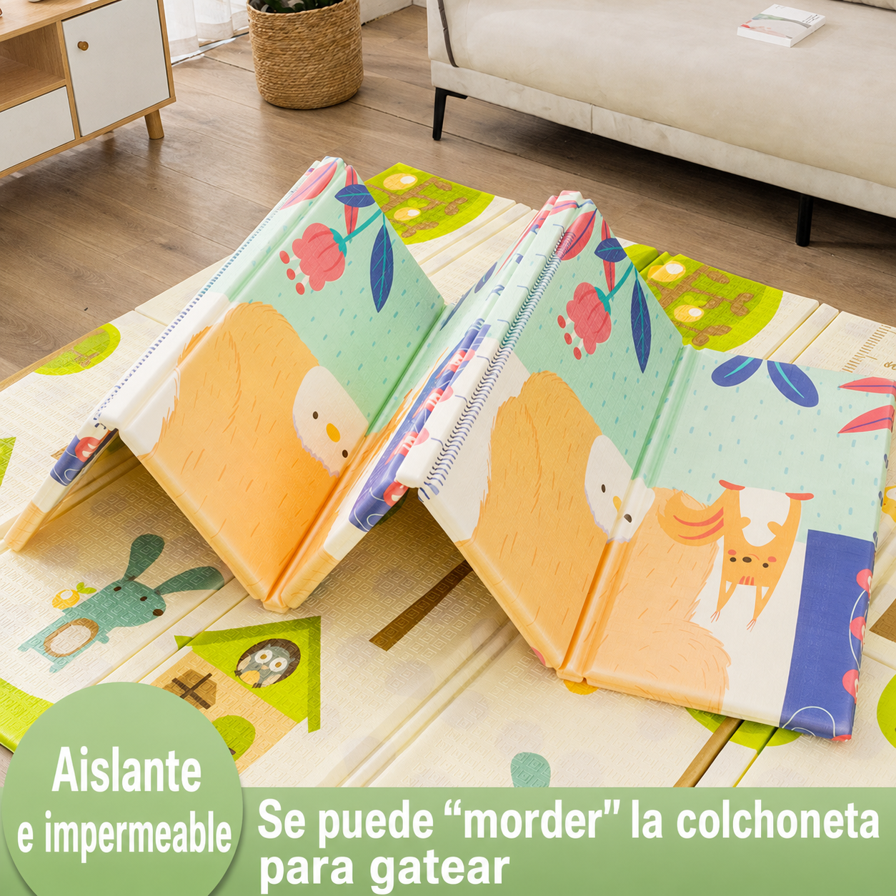 Tapete de gateo doble cara para bebé plegable - 1