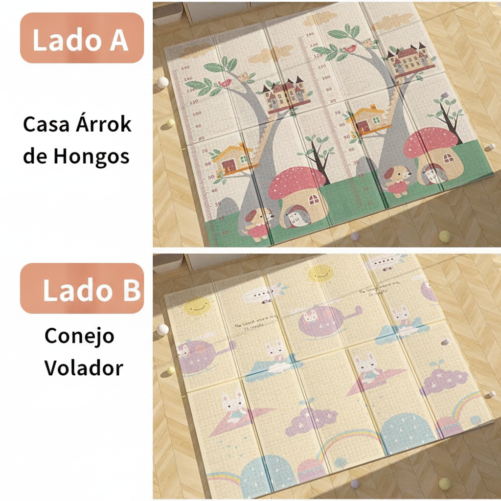 Tapete de gateo doble cara para bebé plegable - 7