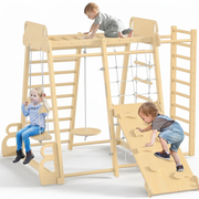 Gimnasio de madera infantil con columpio y resbaladilla - 1