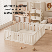 Corralito plegable para bebé con tapete y pelotas - 1
