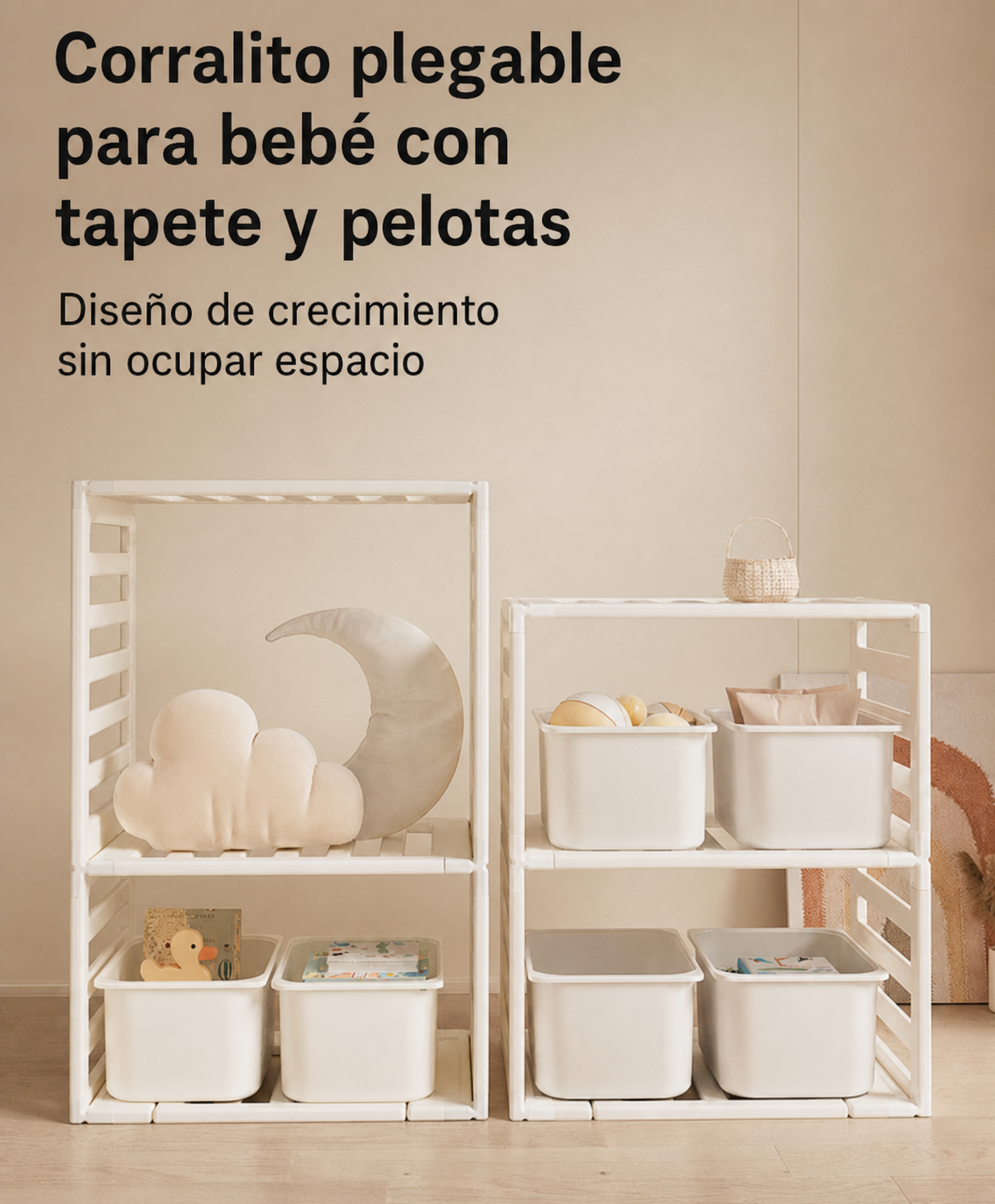 Corralito plegable para bebé con tapete y pelotas - 13