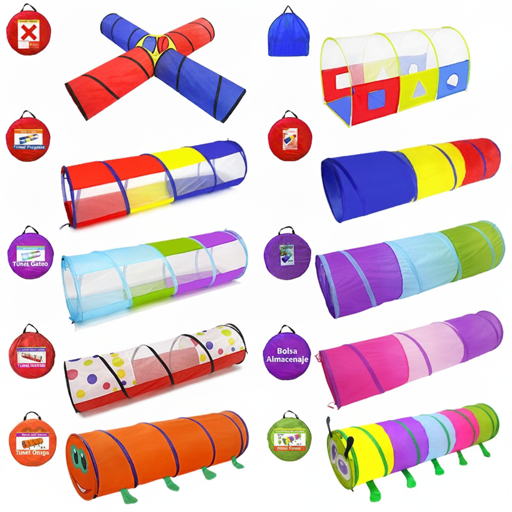 Túnel de gateo arcoíris plegable para niños - 1