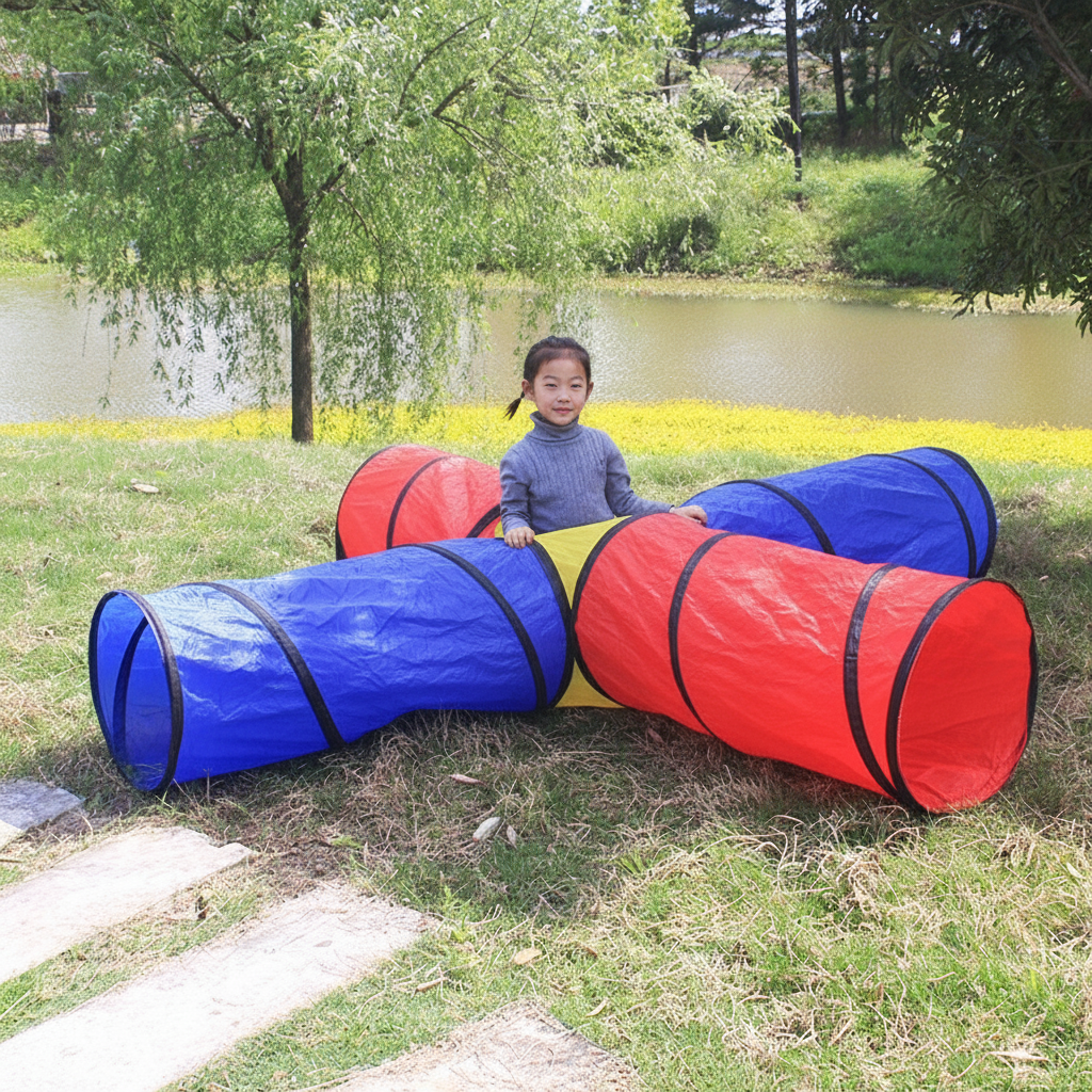 Túnel de gateo arcoíris plegable para niños - 2
