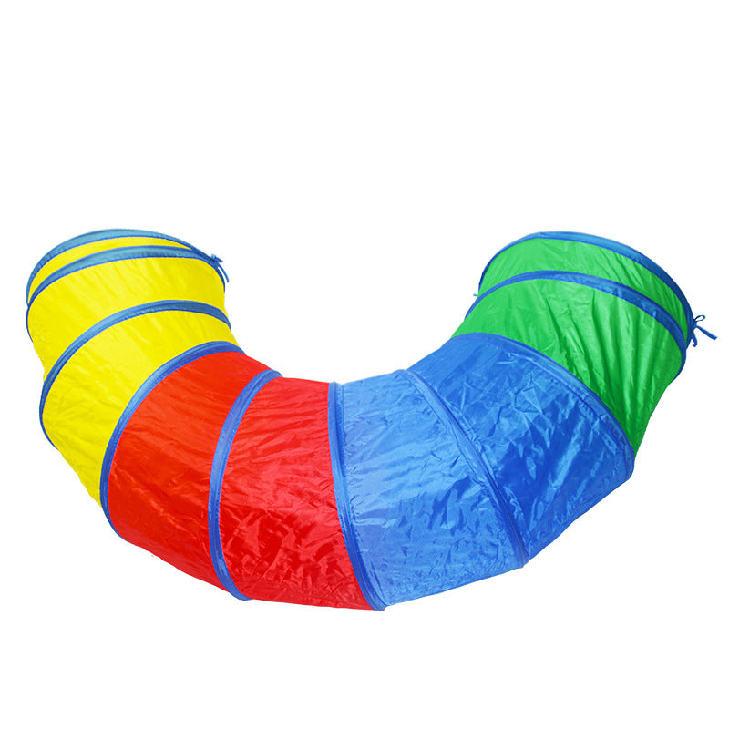 Túnel de gateo arcoíris plegable para niños