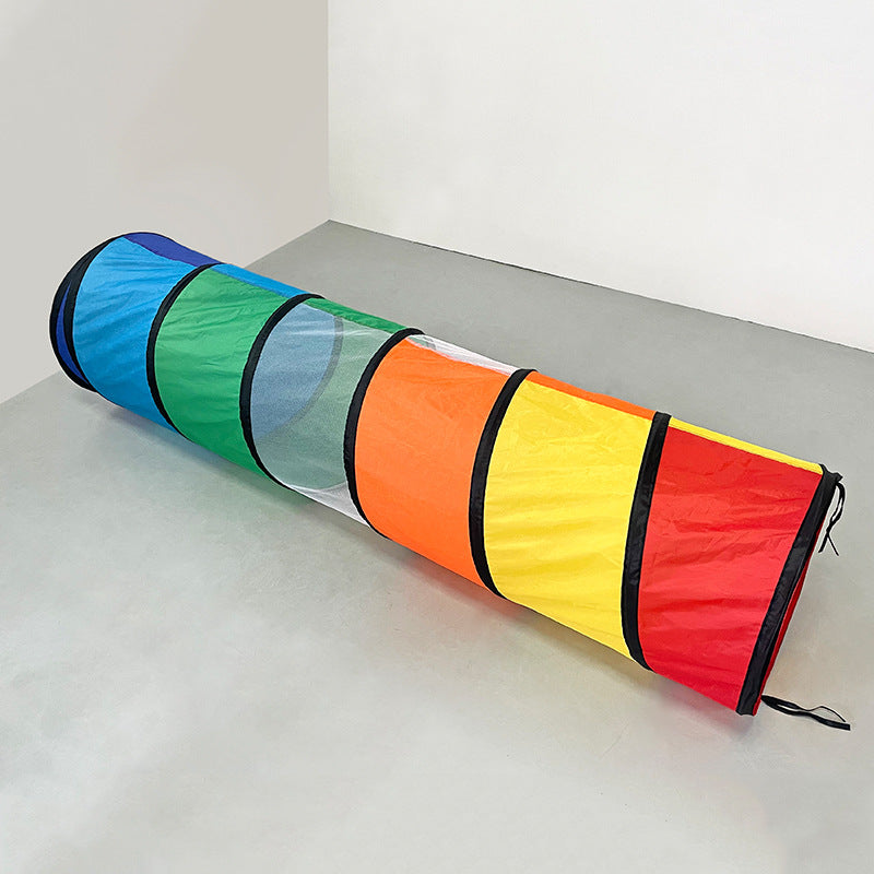 Túnel de gateo arcoíris plegable para niños