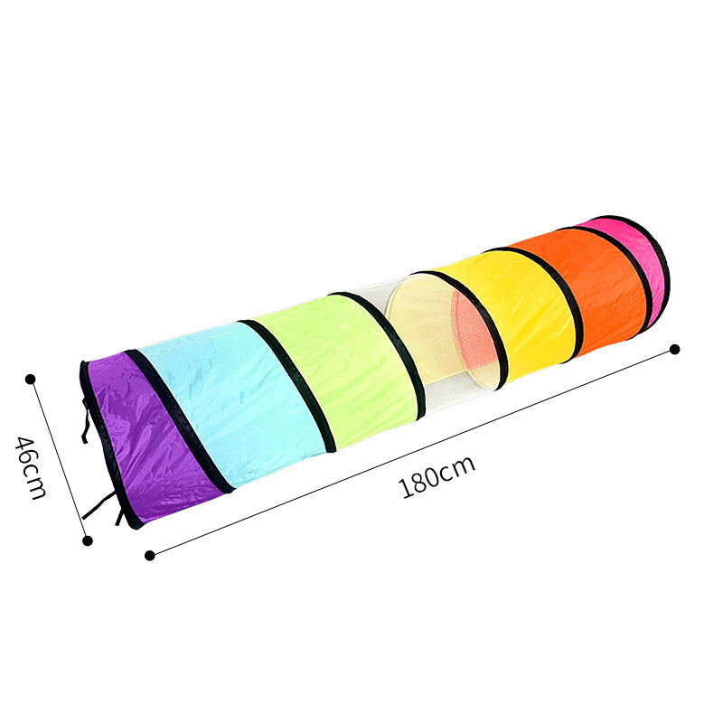 Túnel de gateo arcoíris plegable para niños