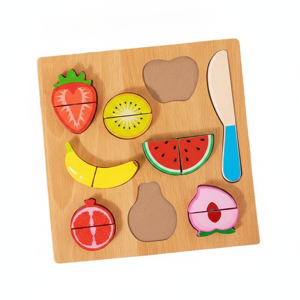 Puzzle de madera Montessori corta frutas y verduras - 5