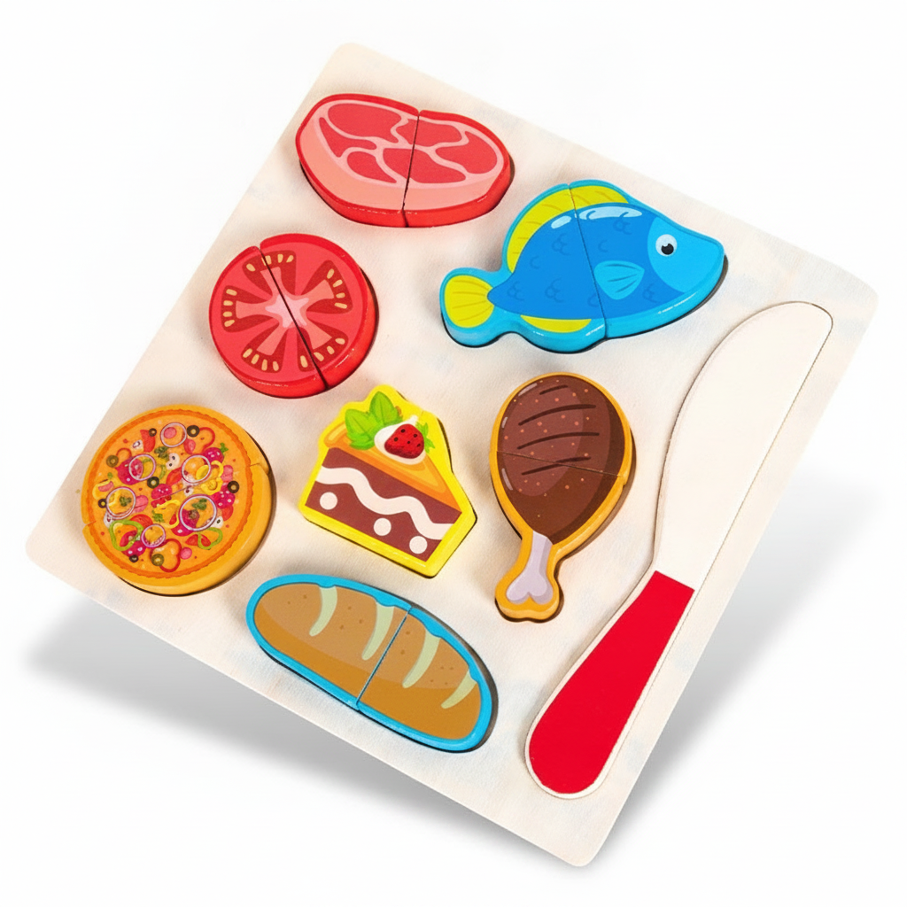 Puzzle de madera Montessori corta frutas y verduras - 6