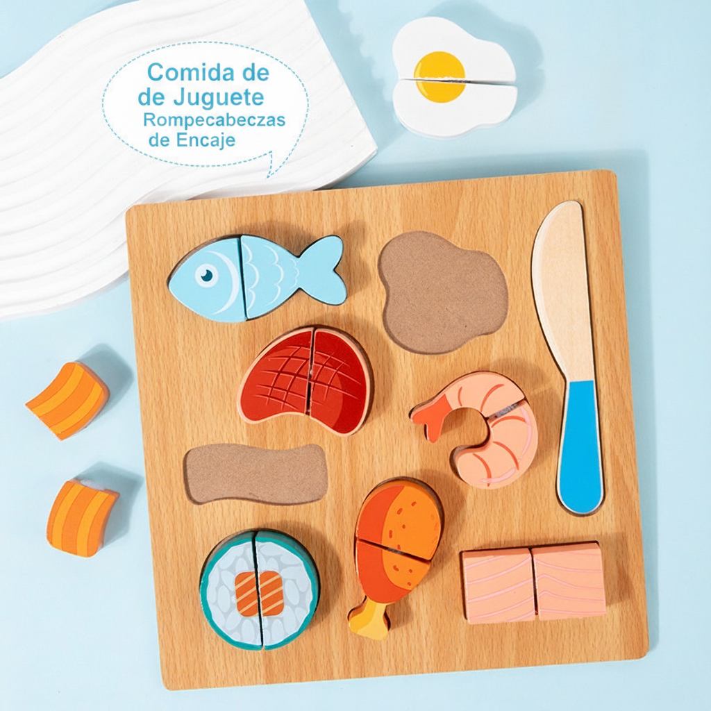 Puzzle de madera Montessori corta frutas y verduras - 8
