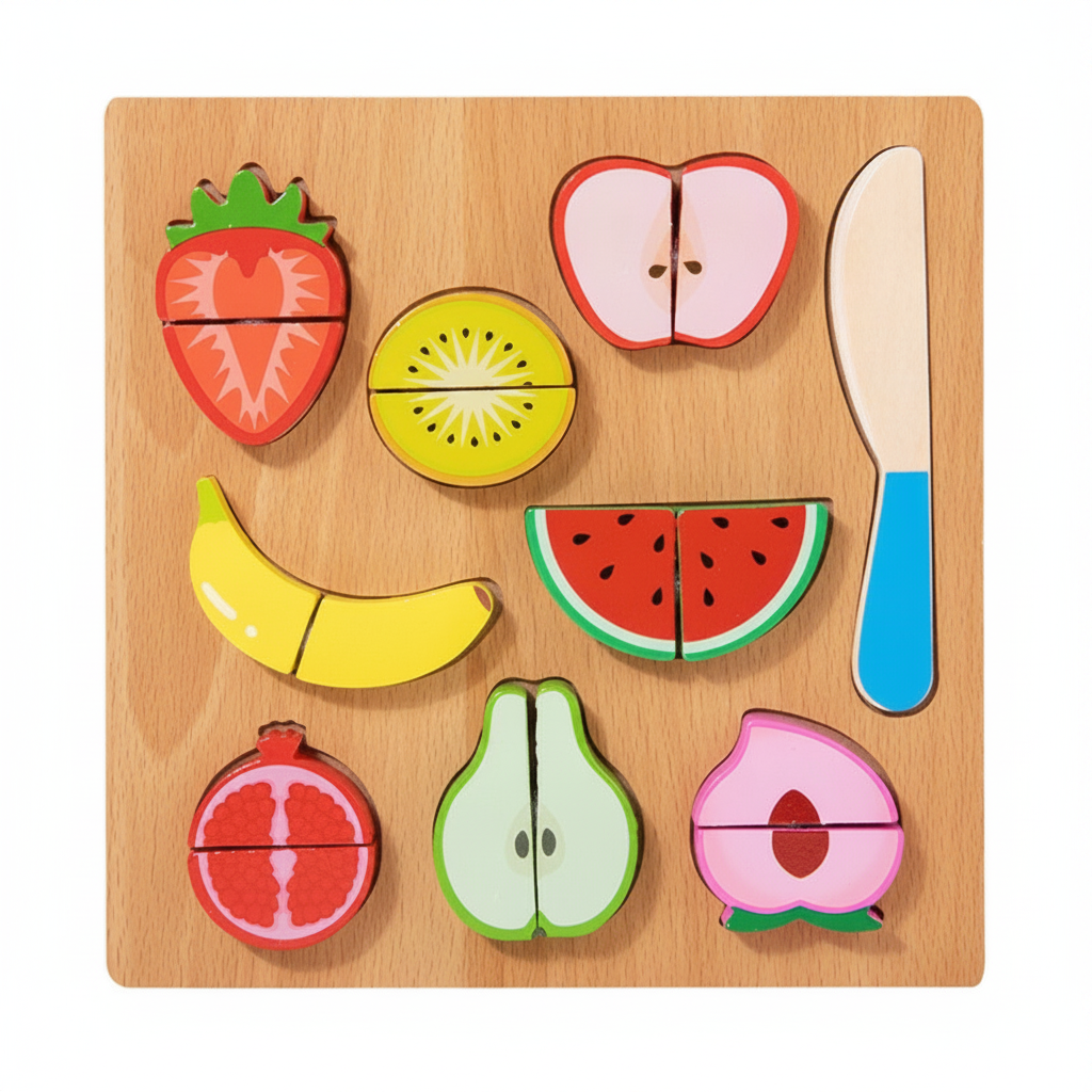 Puzzle de madera Montessori corta frutas y verduras - 10