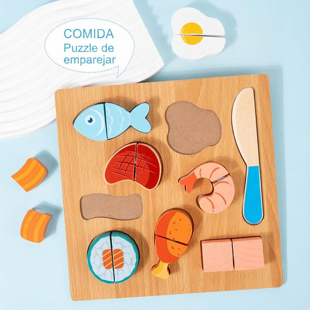 Puzzle de madera Montessori corta frutas y verduras