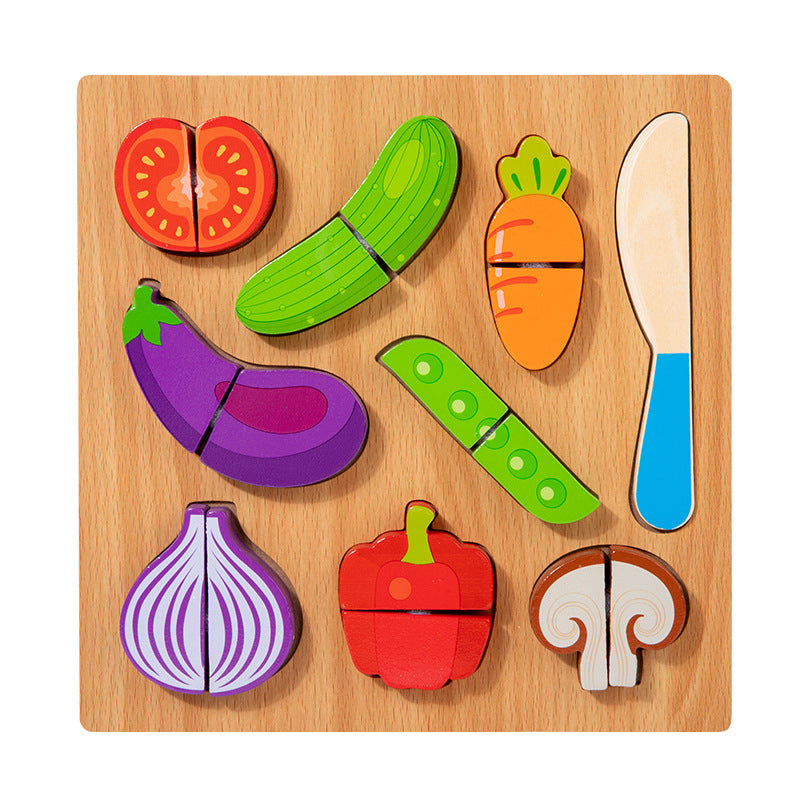 Puzzle de madera Montessori corta frutas y verduras