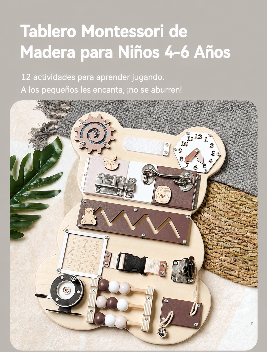 Tablero Montessori de Madera para Niños 4-6 Años - 12