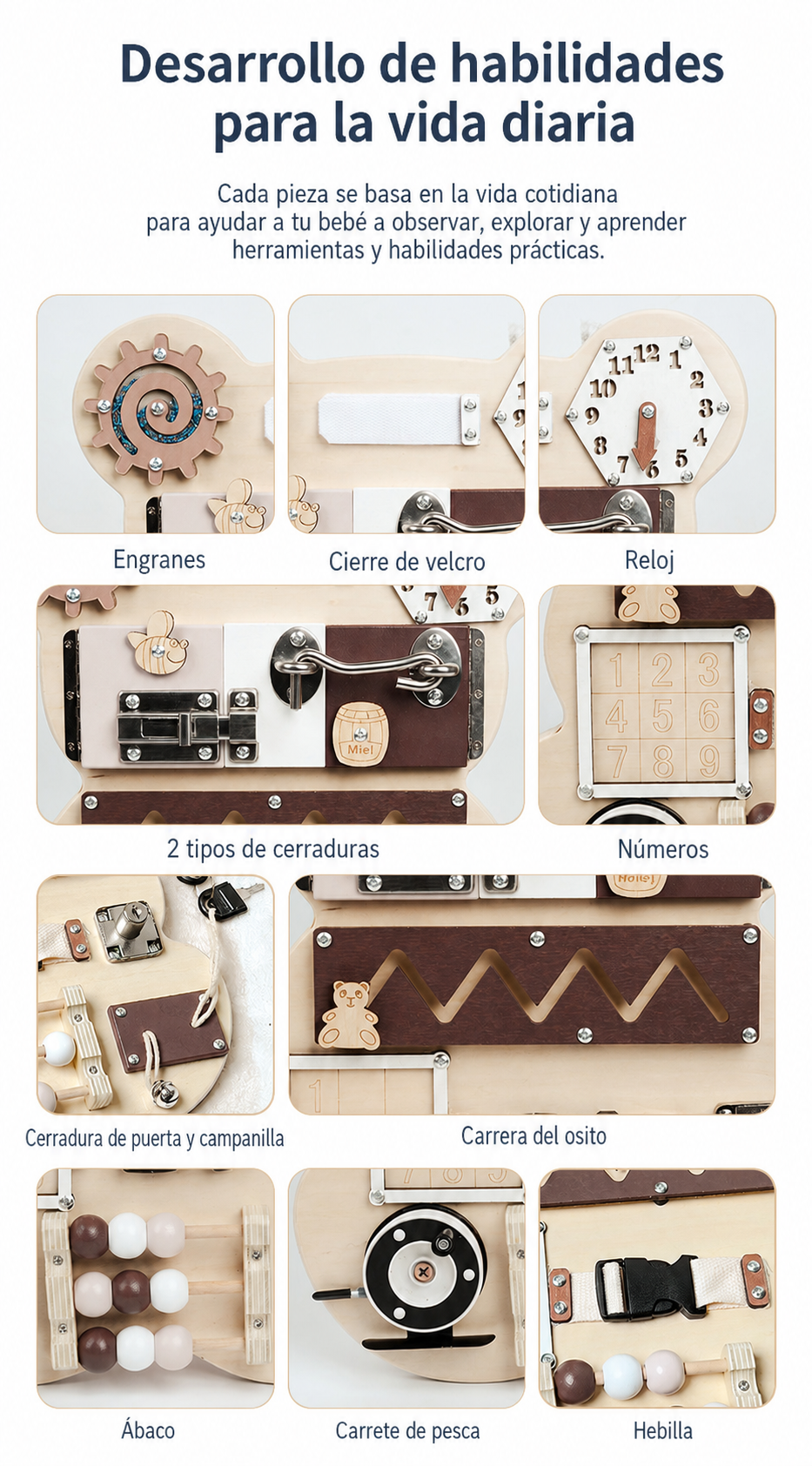 Tablero Montessori de Madera para Niños 4-6 Años - 14