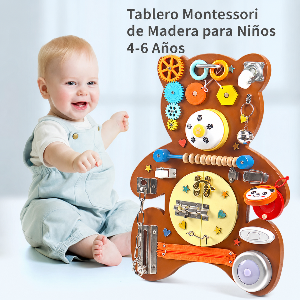 Tablero Montessori de Madera para Niños 4-6 Años