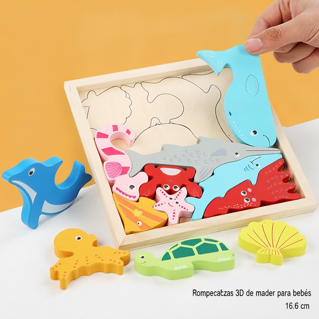 Rompecabezas 3D de madera para bebés 16.6 cm - 3