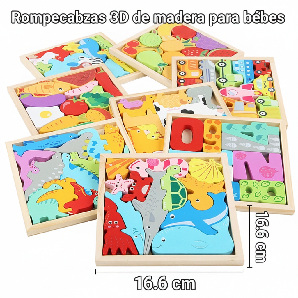 Rompecabezas 3D de madera para bebés 16.6 cm - 4