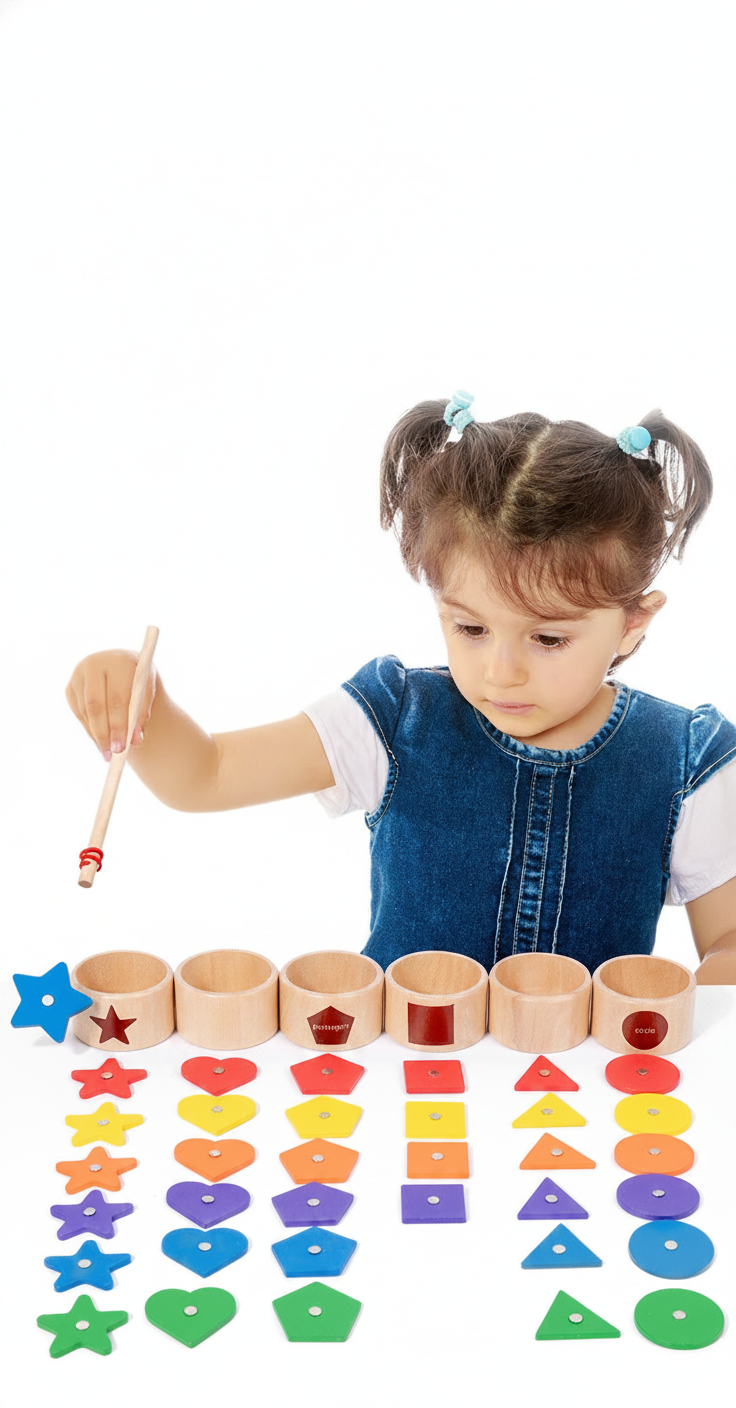 Juguete Montessori de Madera: Clasificación y Pesca 2 en 1 - 7