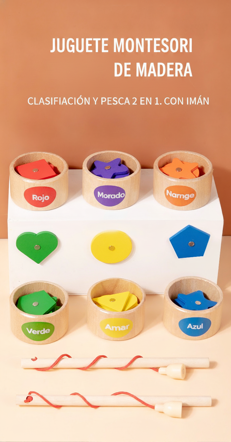 Juguete Montessori de Madera: Clasificación y Pesca 2 en 1 - 9