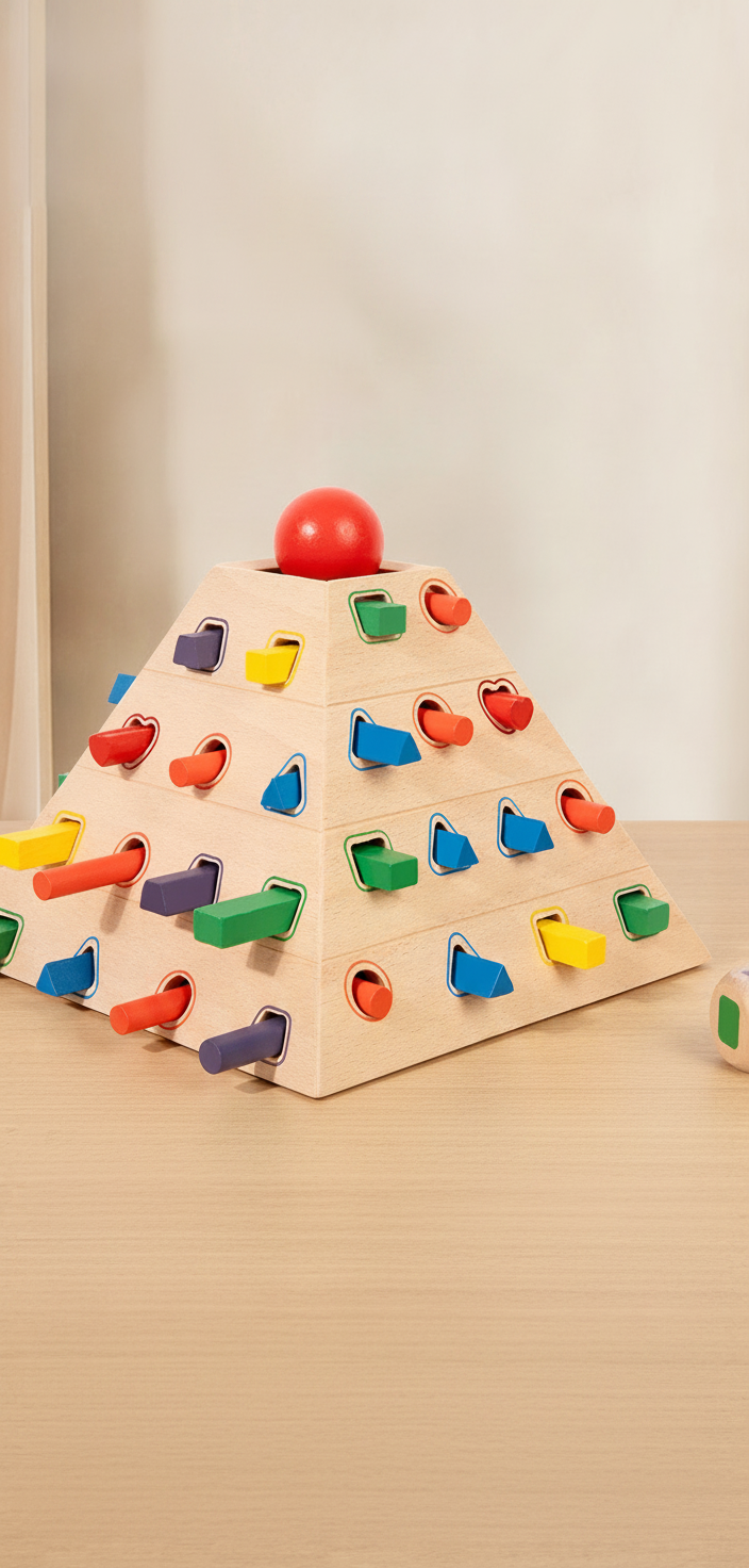 Juego de pirámide Montessori de madera para niños - 9