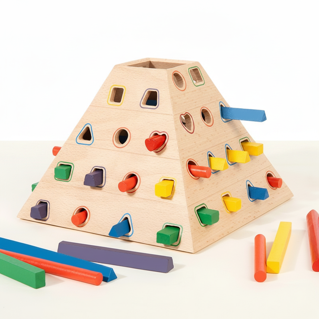 Juego de pirámide Montessori de madera para niños - 2