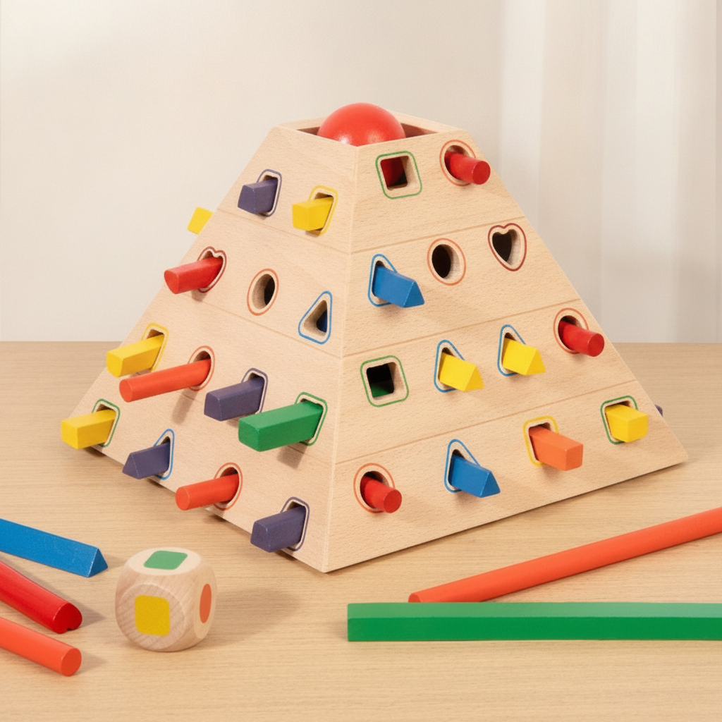 Juego de pirámide Montessori de madera para niños - 3