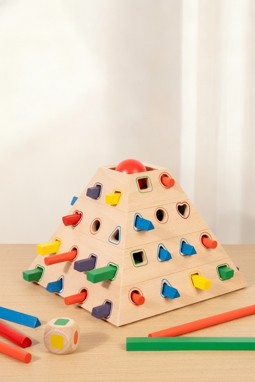 Juego de pirámide Montessori de madera para niños - 8
