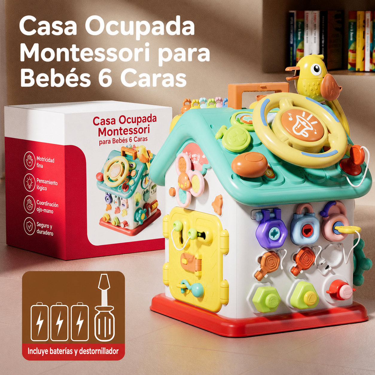 Casa Ocupada Montessori para Bebés 6 Caras - 2
